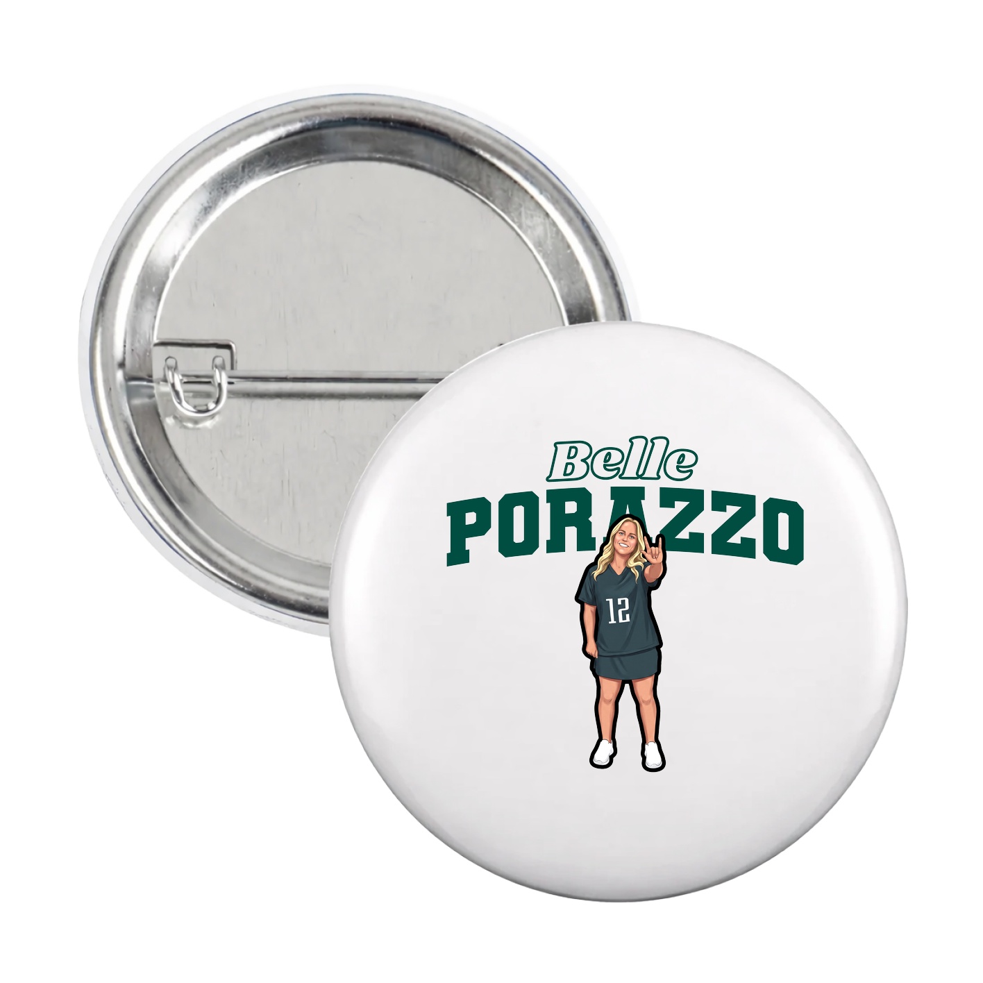 Game Day Button — Name Arch in White