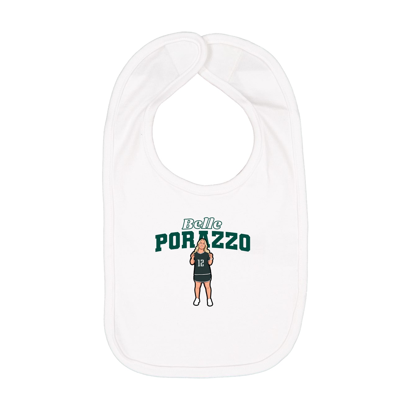 Infant Bib — Name Arch in White