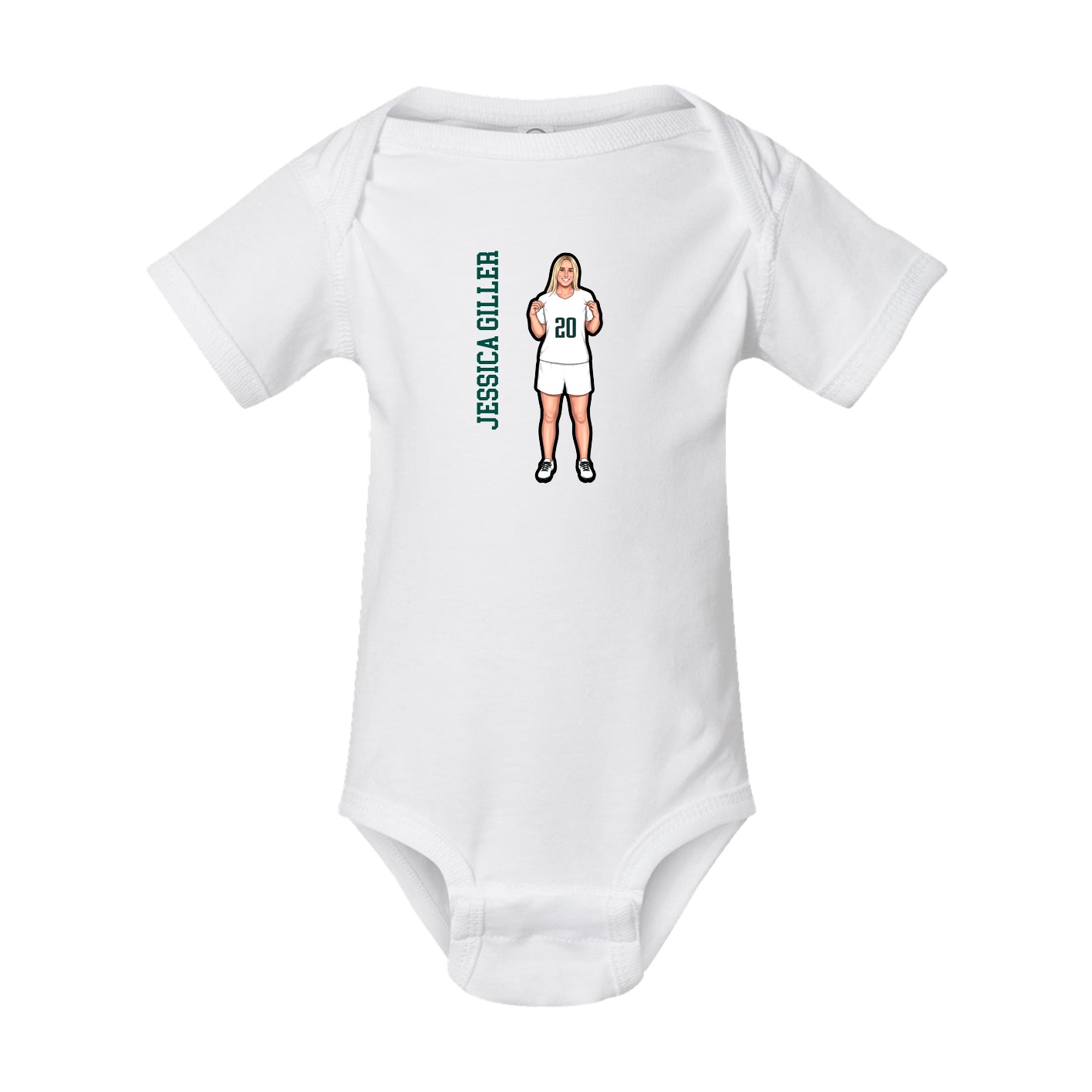 Baby Onesie — Name Vertical in White