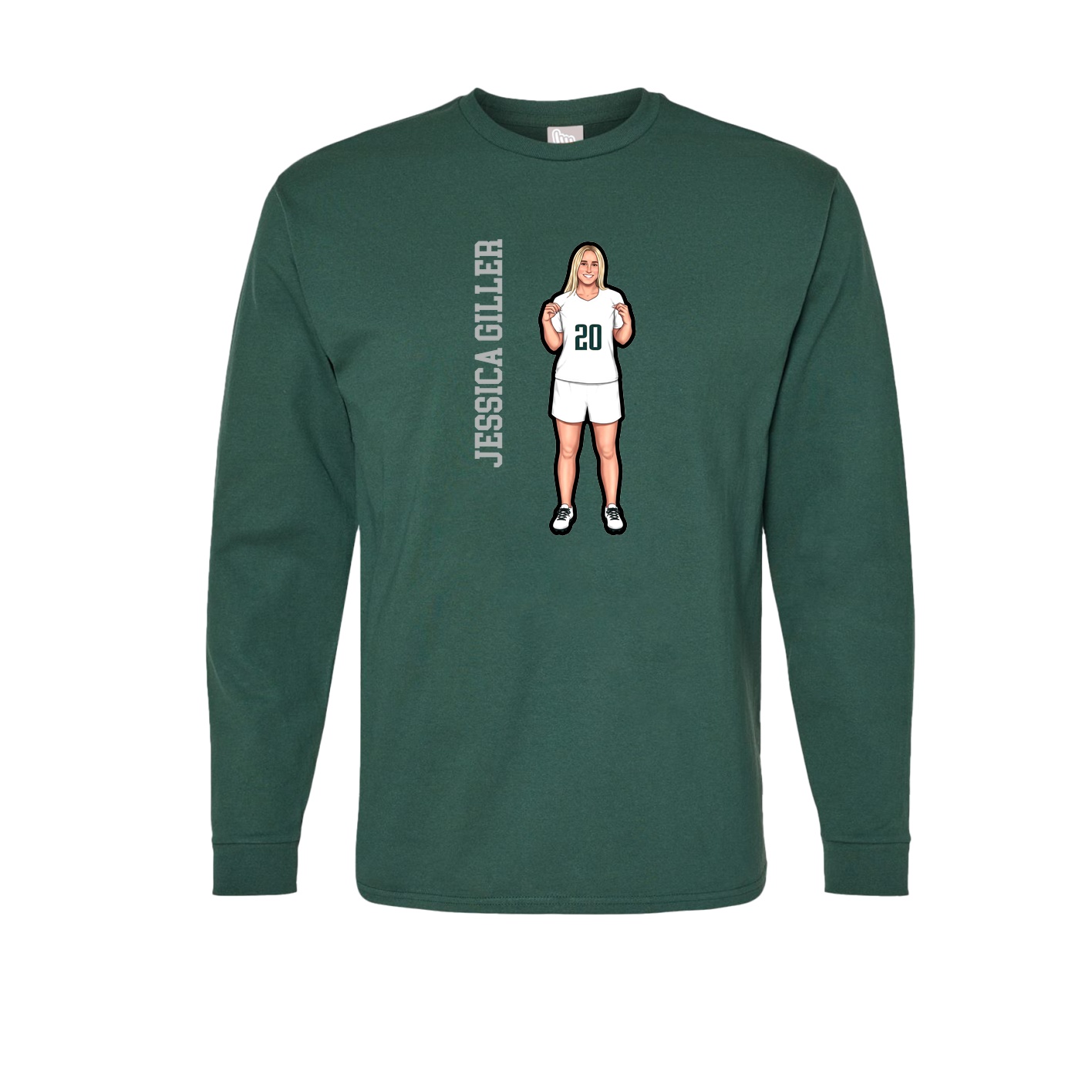 Long Sleeve Tee — Name Vertical in Green