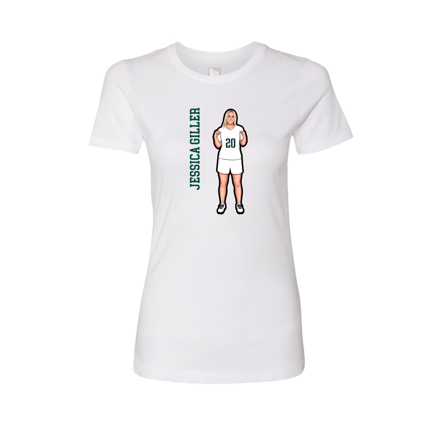 Fitted Women's Tee — Name Vertical in White