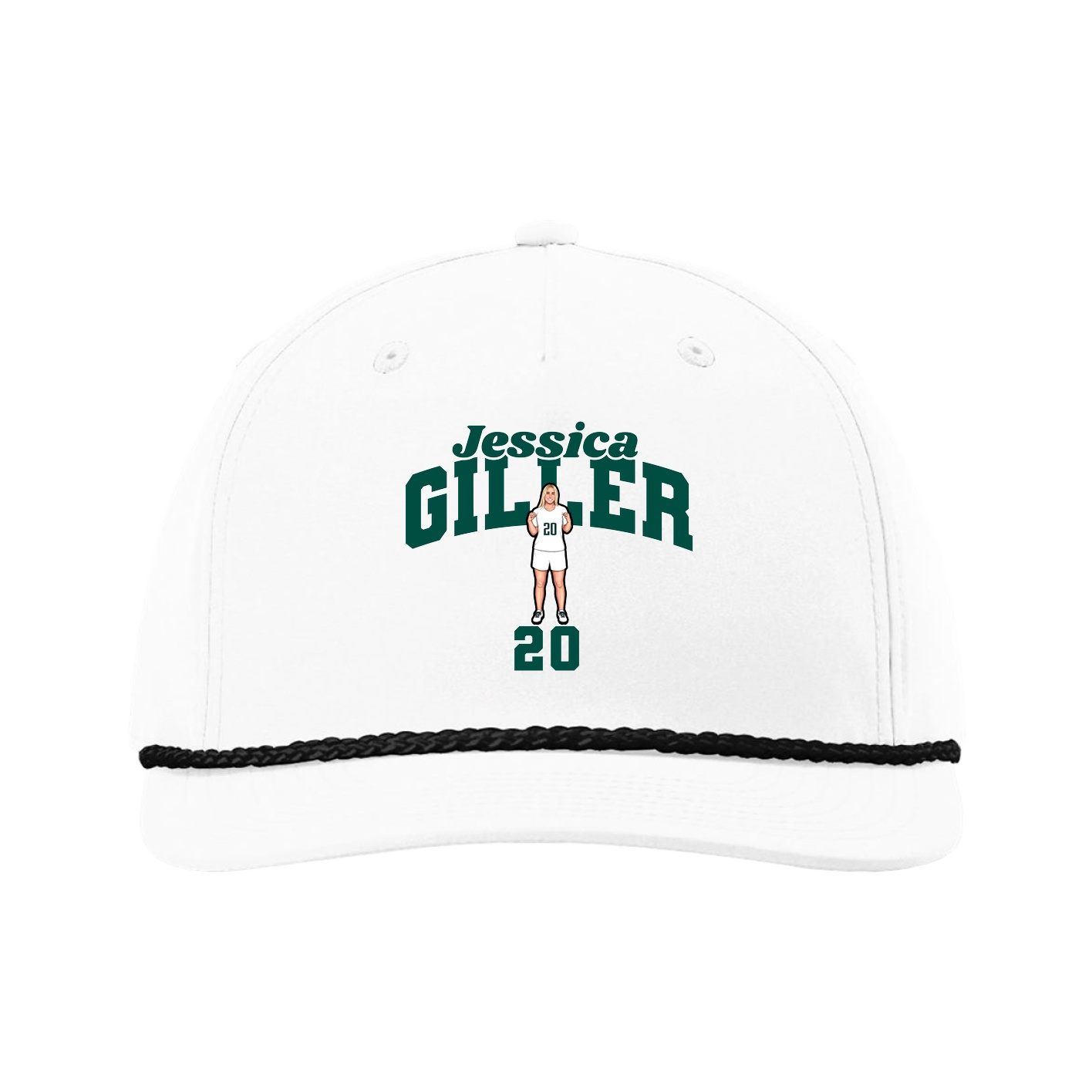 Five-Panel Classic Rope Cap — Signature Arch in White