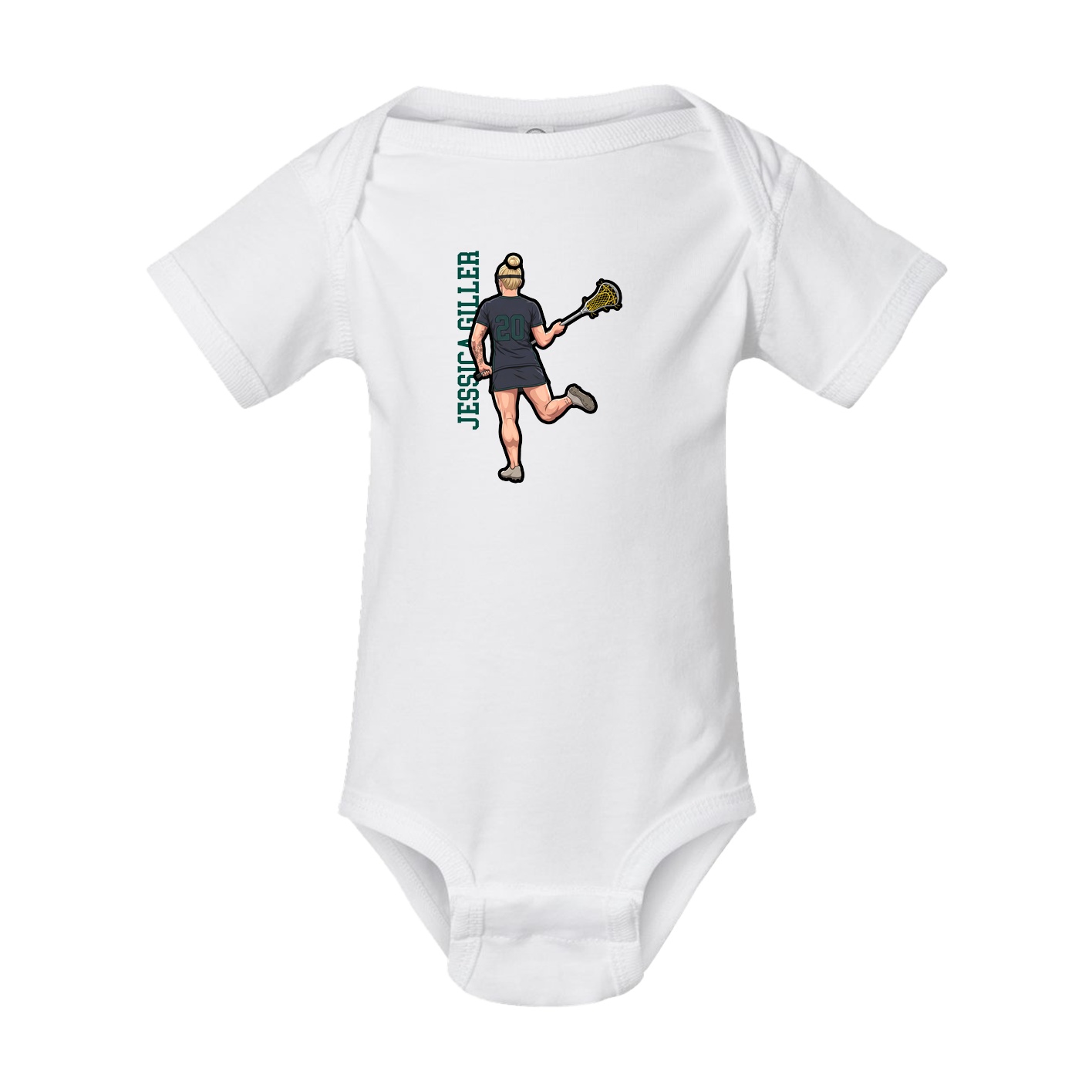 Baby Onesie — Name Vertical in White