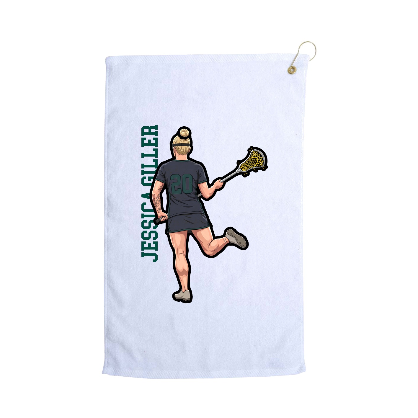 Golf Towel — Name Vertical in White