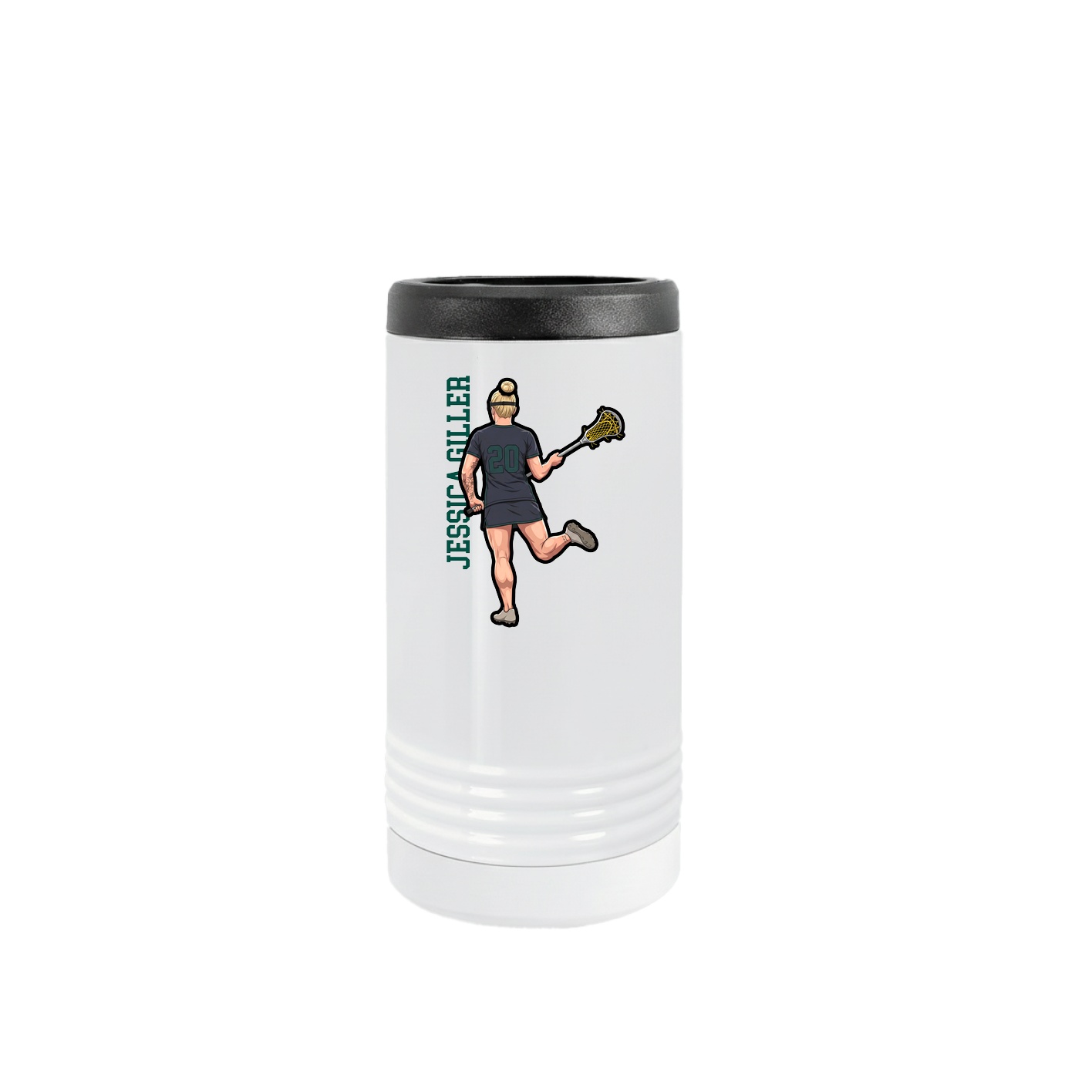 Slim Beverage Holder — Name Vertical in White