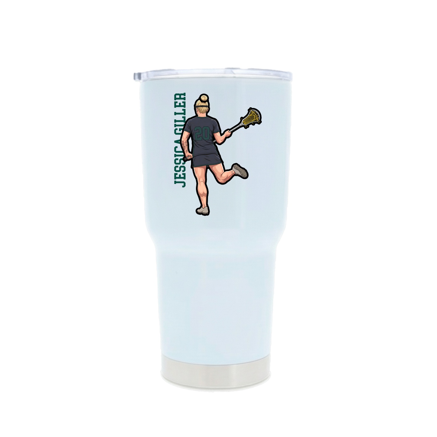 30oz Stainless Steel Tumbler — Name Vertical in White