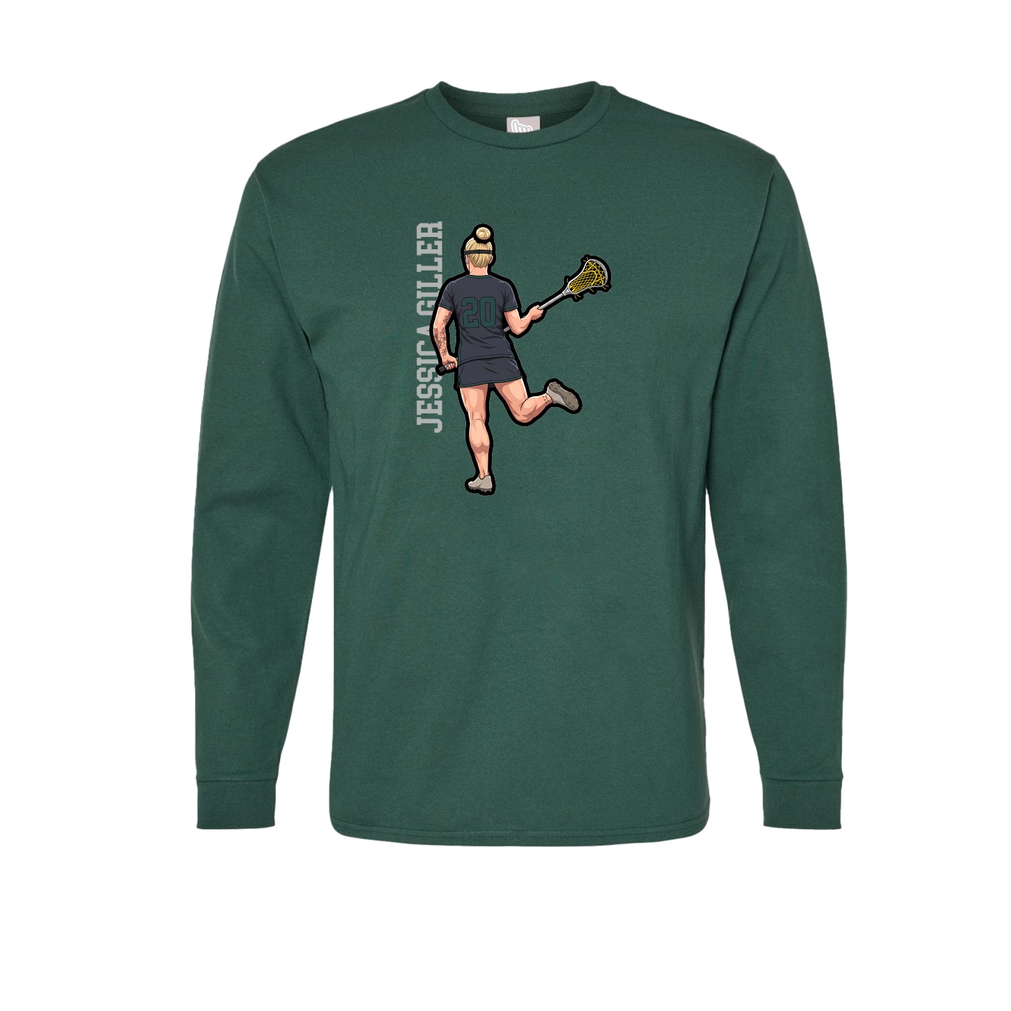 Long Sleeve Tee — Name Vertical in Green