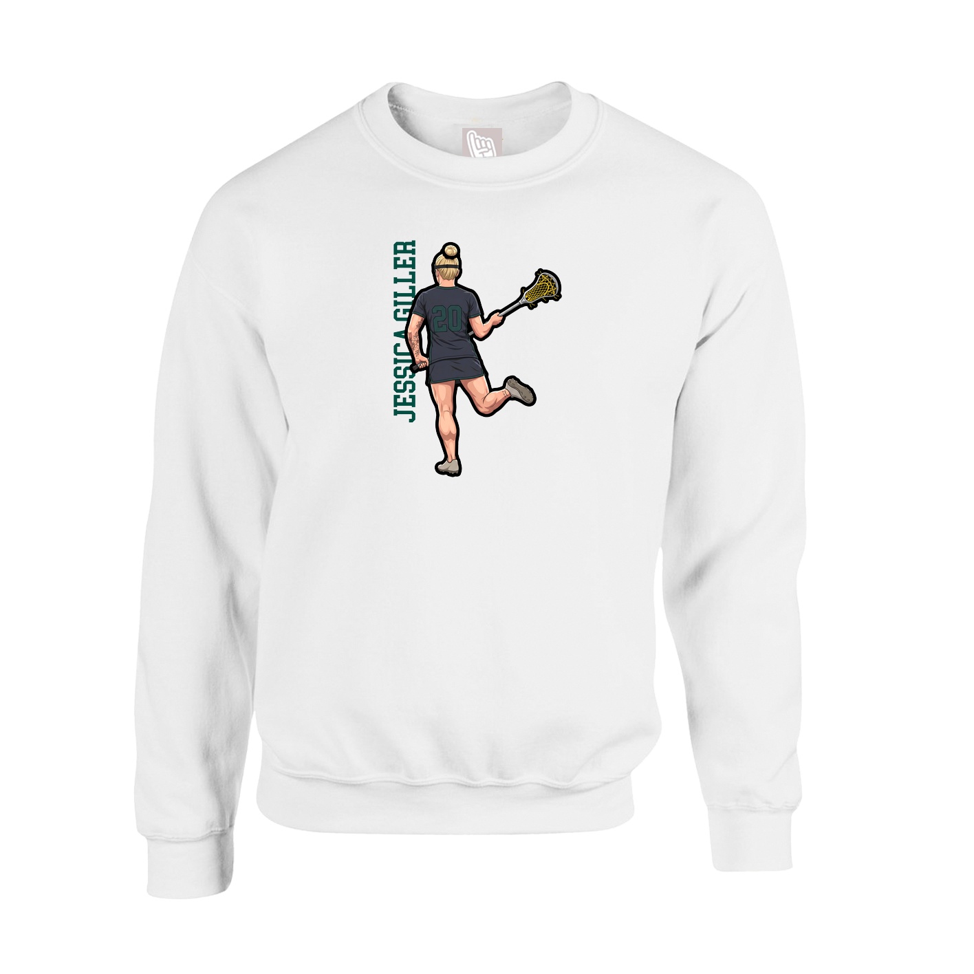 Fleece Crew — Name Vertical in White