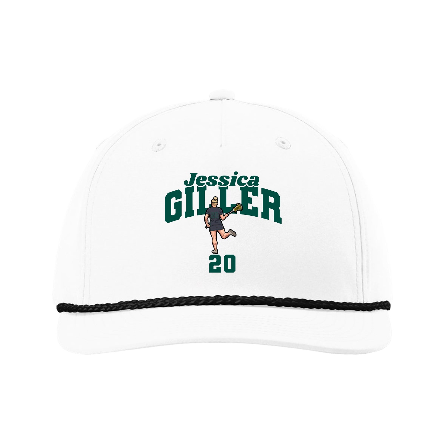 Five-Panel Classic Rope Cap — Signature Arch in White