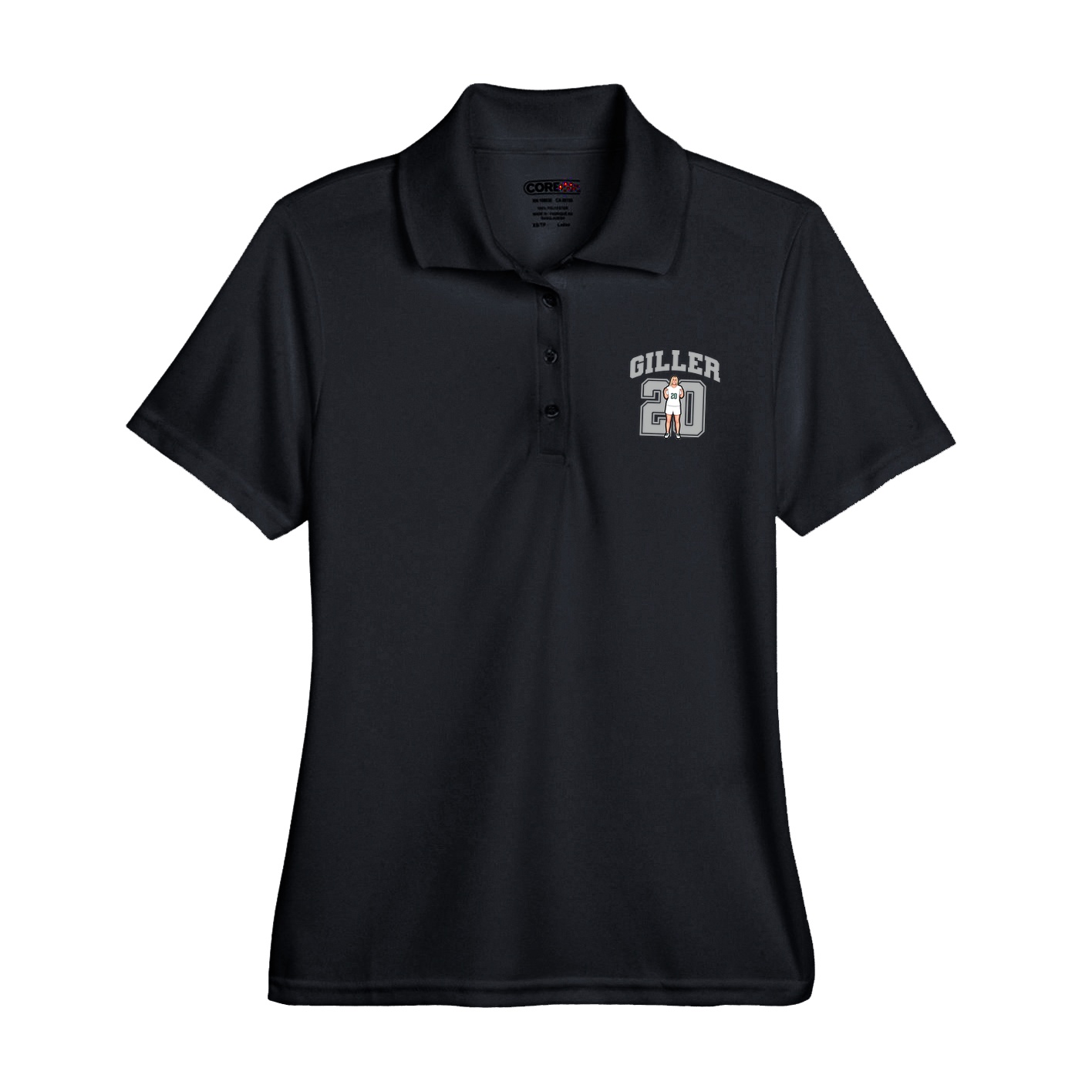 Womens Performance Polo — Number in Black