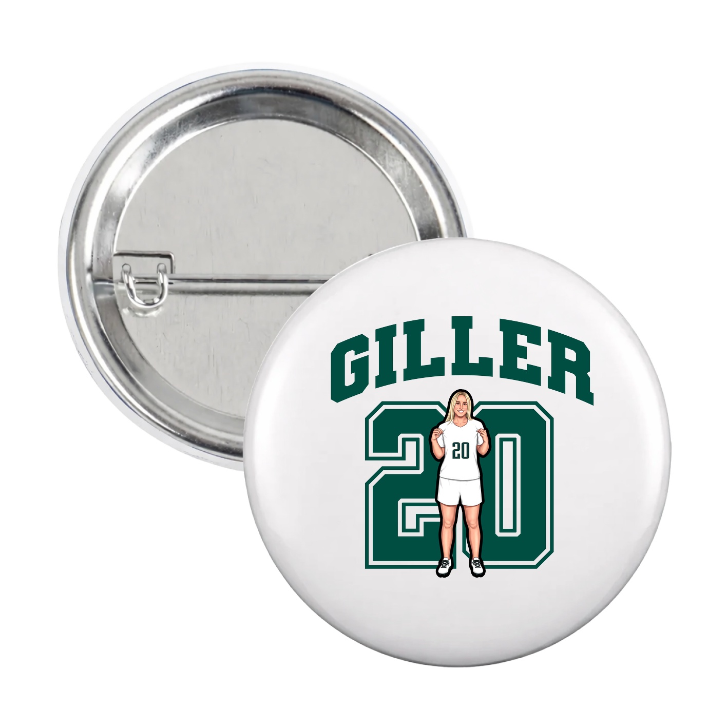 Game Day Button — Number in White