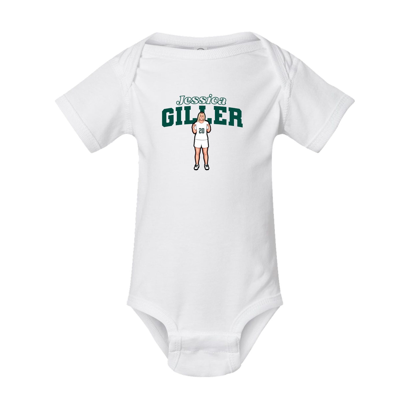 Baby Onesie — Name Arch in White