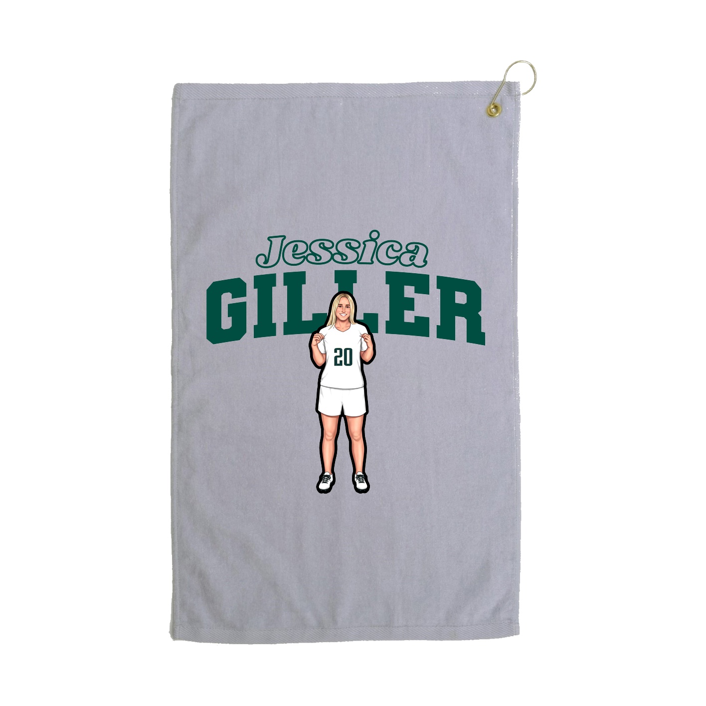 Golf Towel — Name Arch in Grey