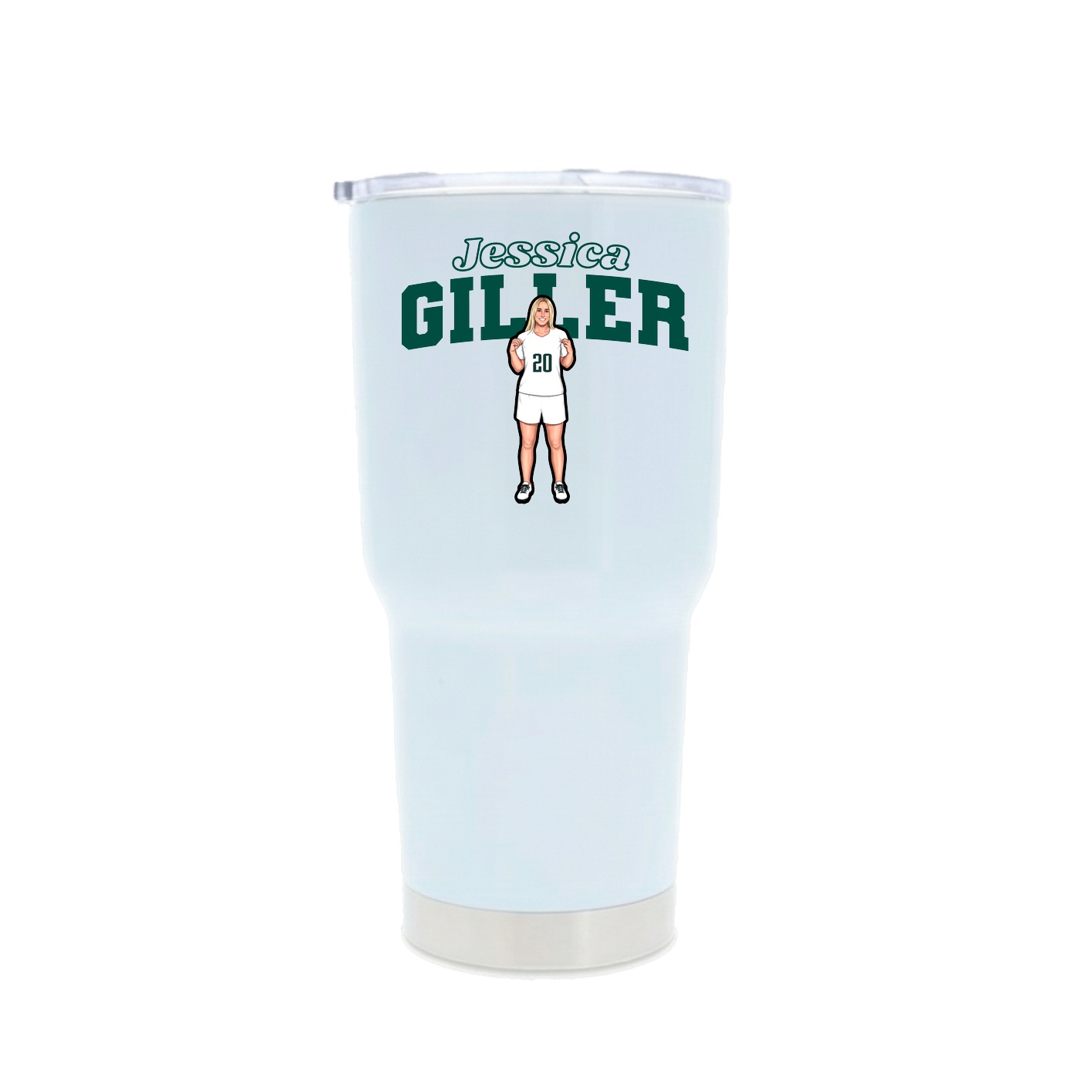 30oz Stainless Steel Tumbler — Name Arch in White
