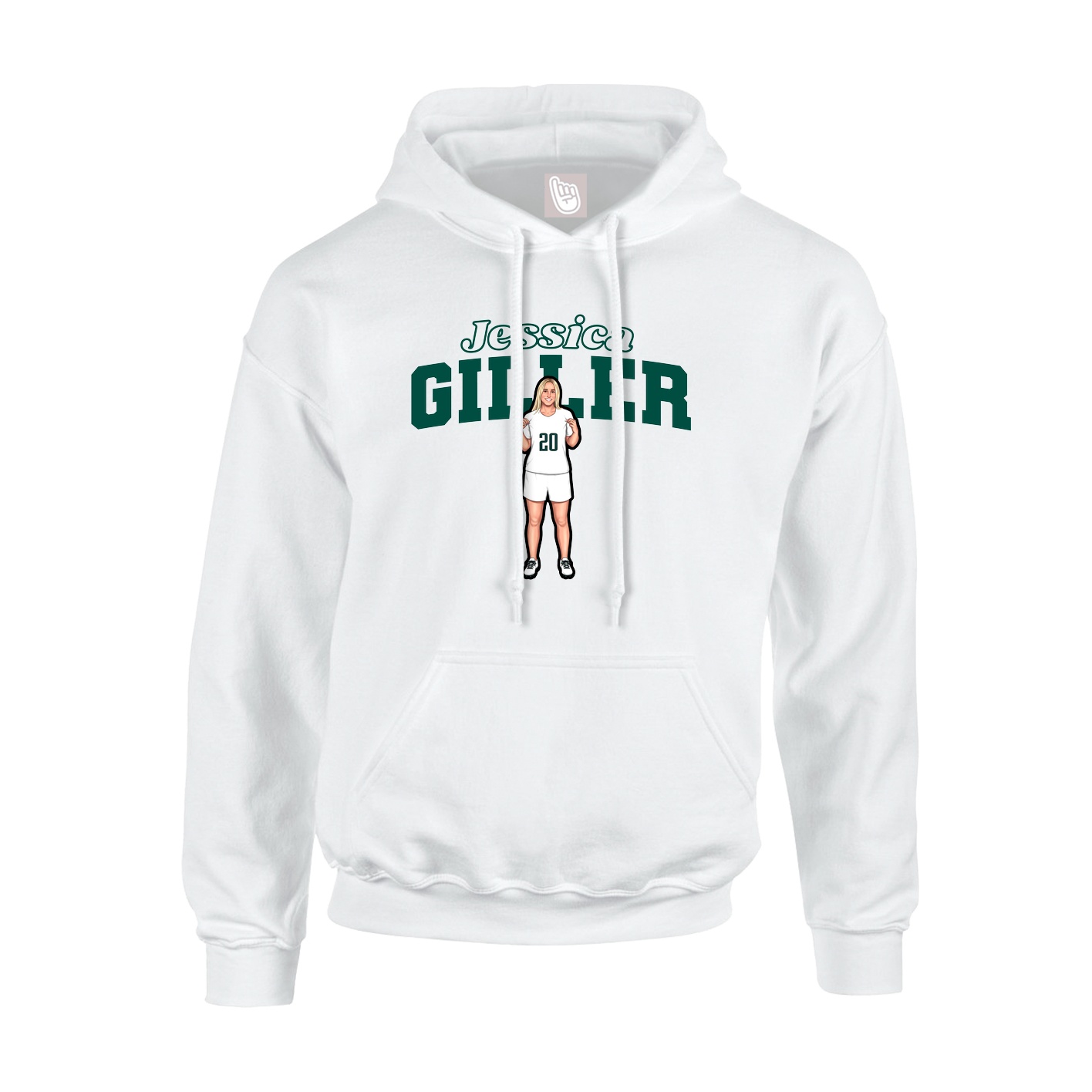 Youth Hoodie — Name Arch in White