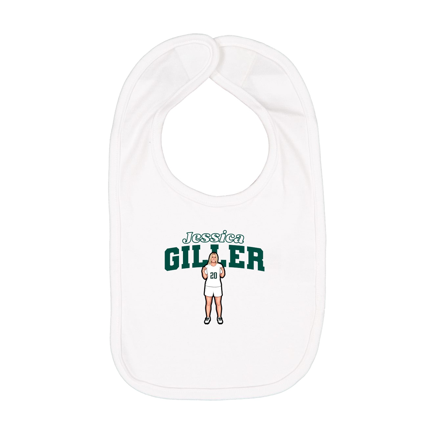 Infant Bib — Name Arch in White