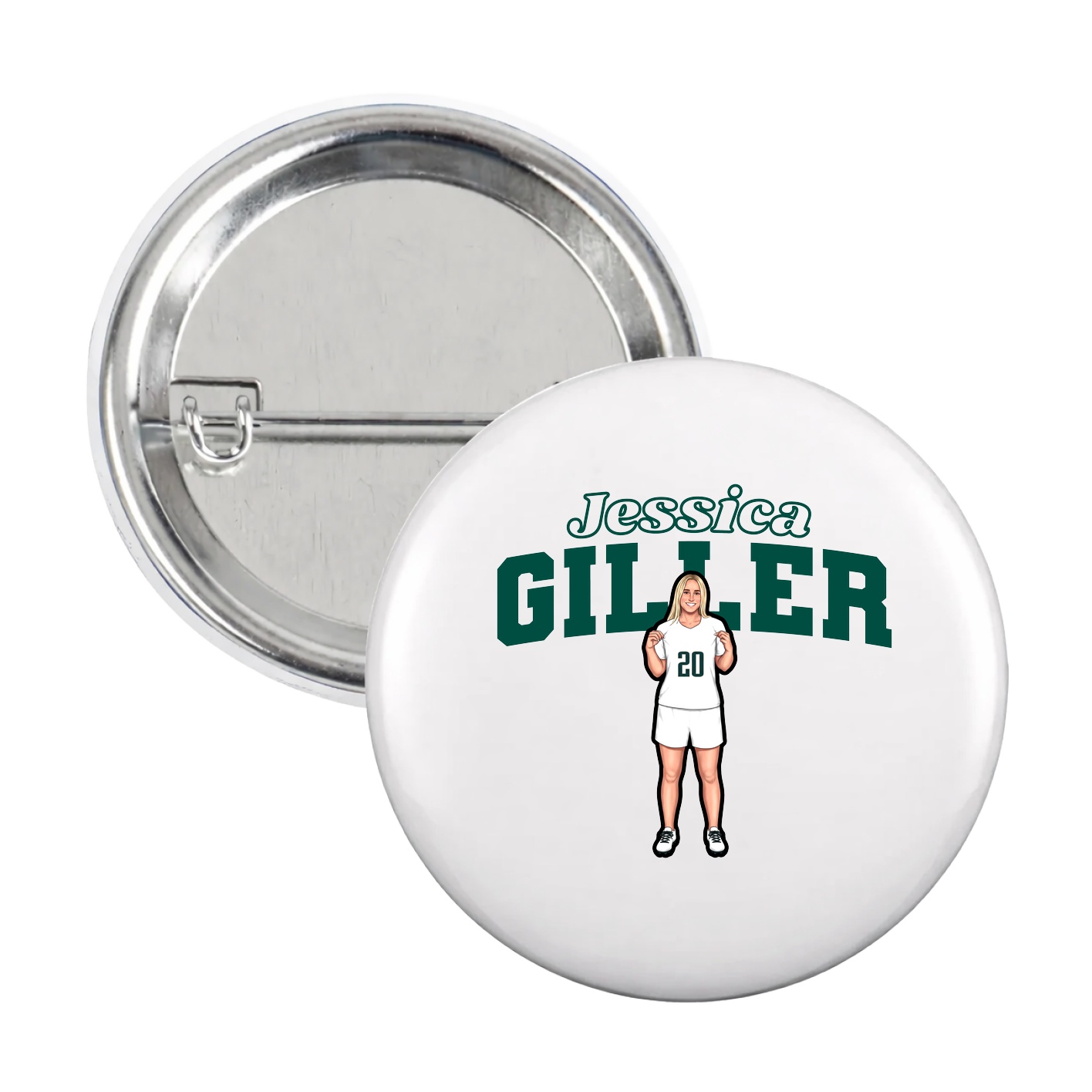 Game Day Button — Name Arch in White
