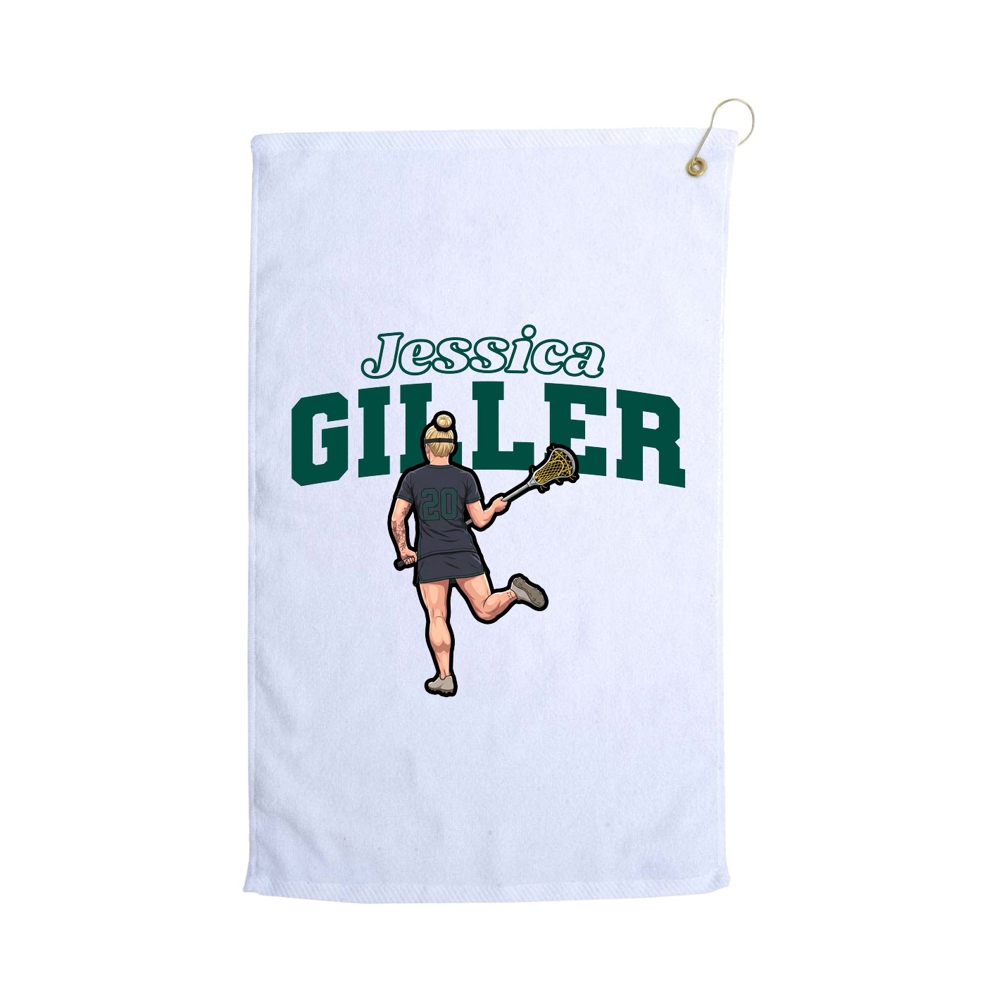 Golf Towel — Name Arch in White