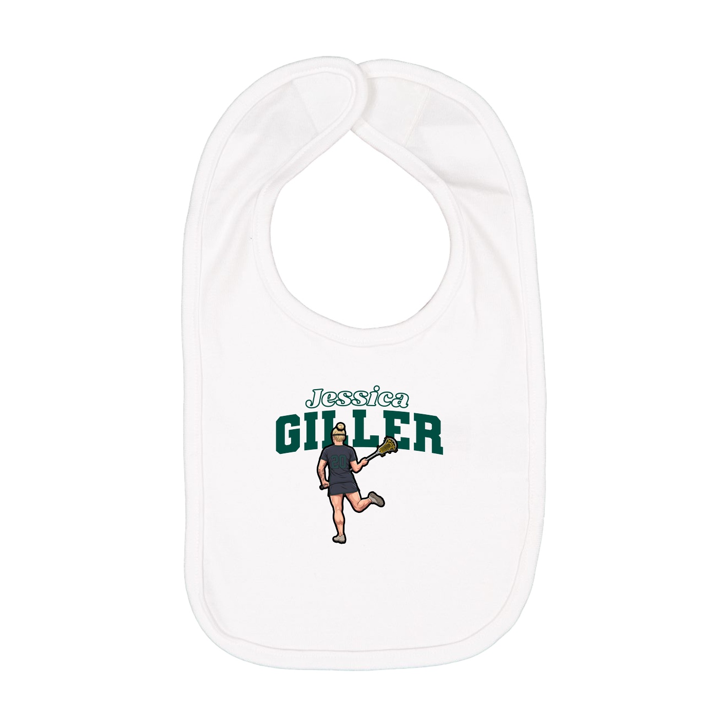 Infant Bib — Name Arch in White