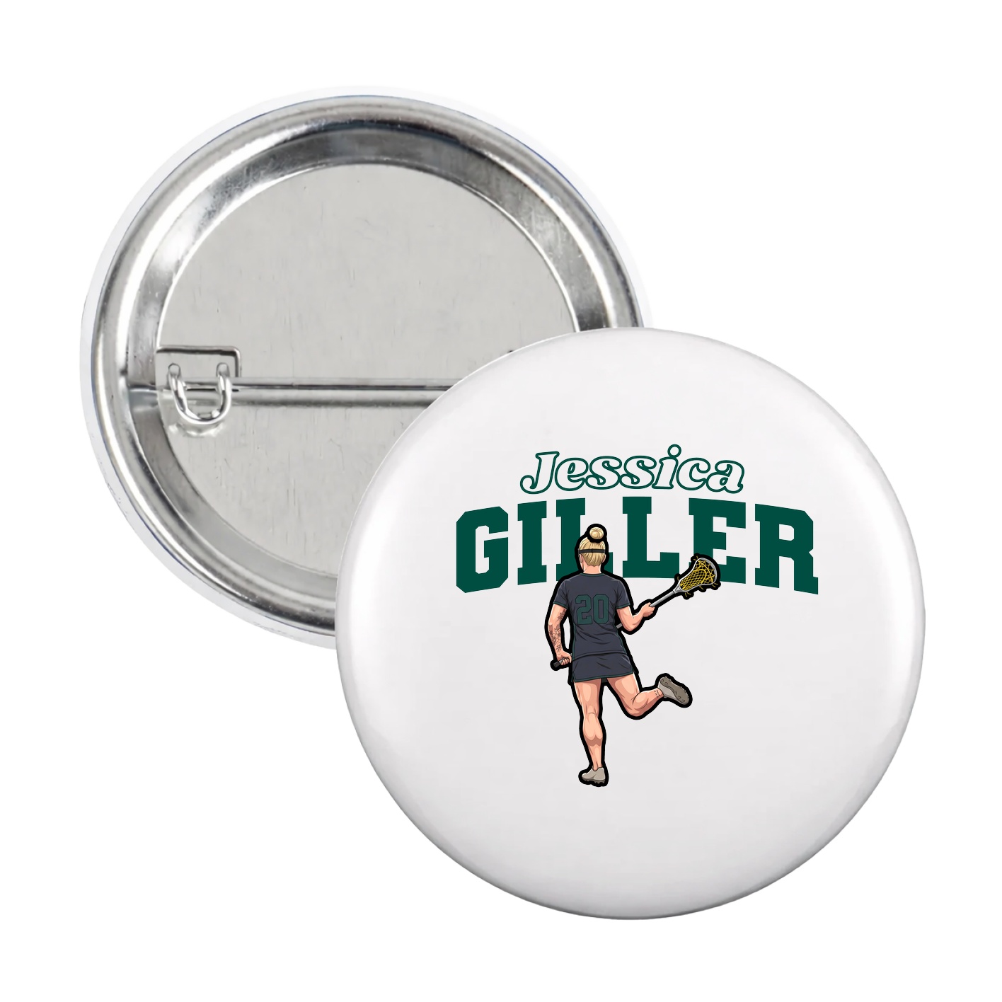 Game Day Button — Name Arch in White