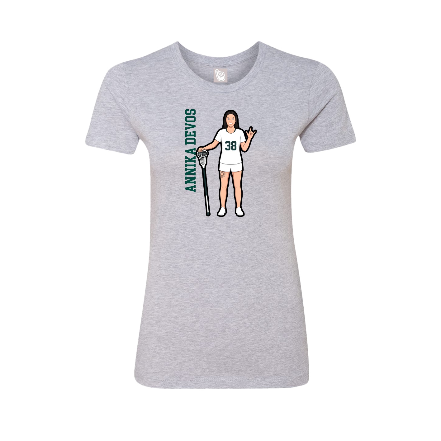 Fitted Women's Tee — Name Vertical in Grey