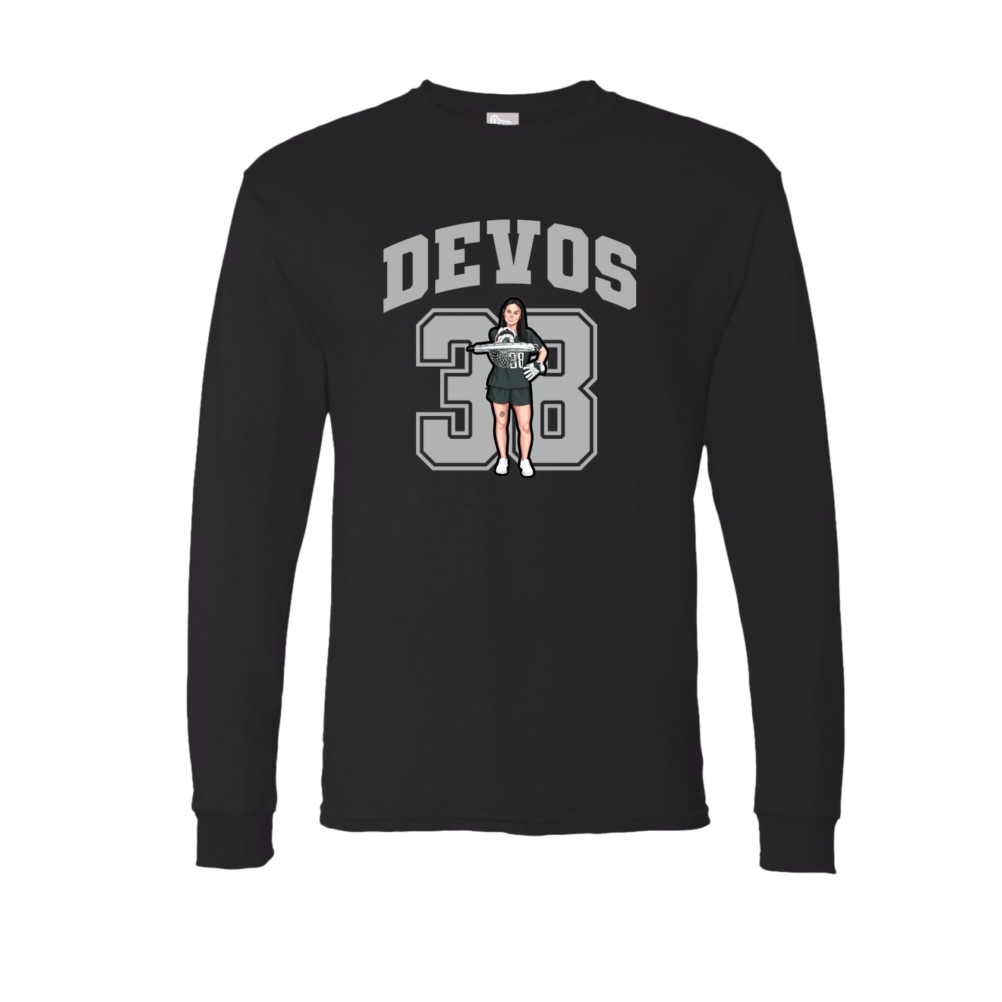 Long Sleeve Tee — Number in Black