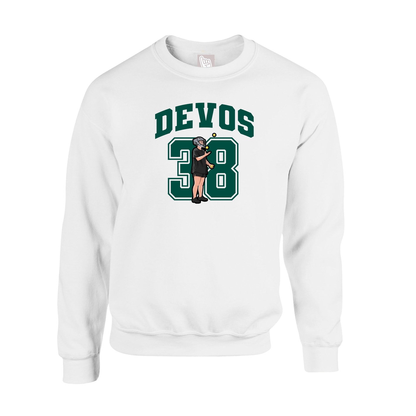 Fleece Crew — Number in White
