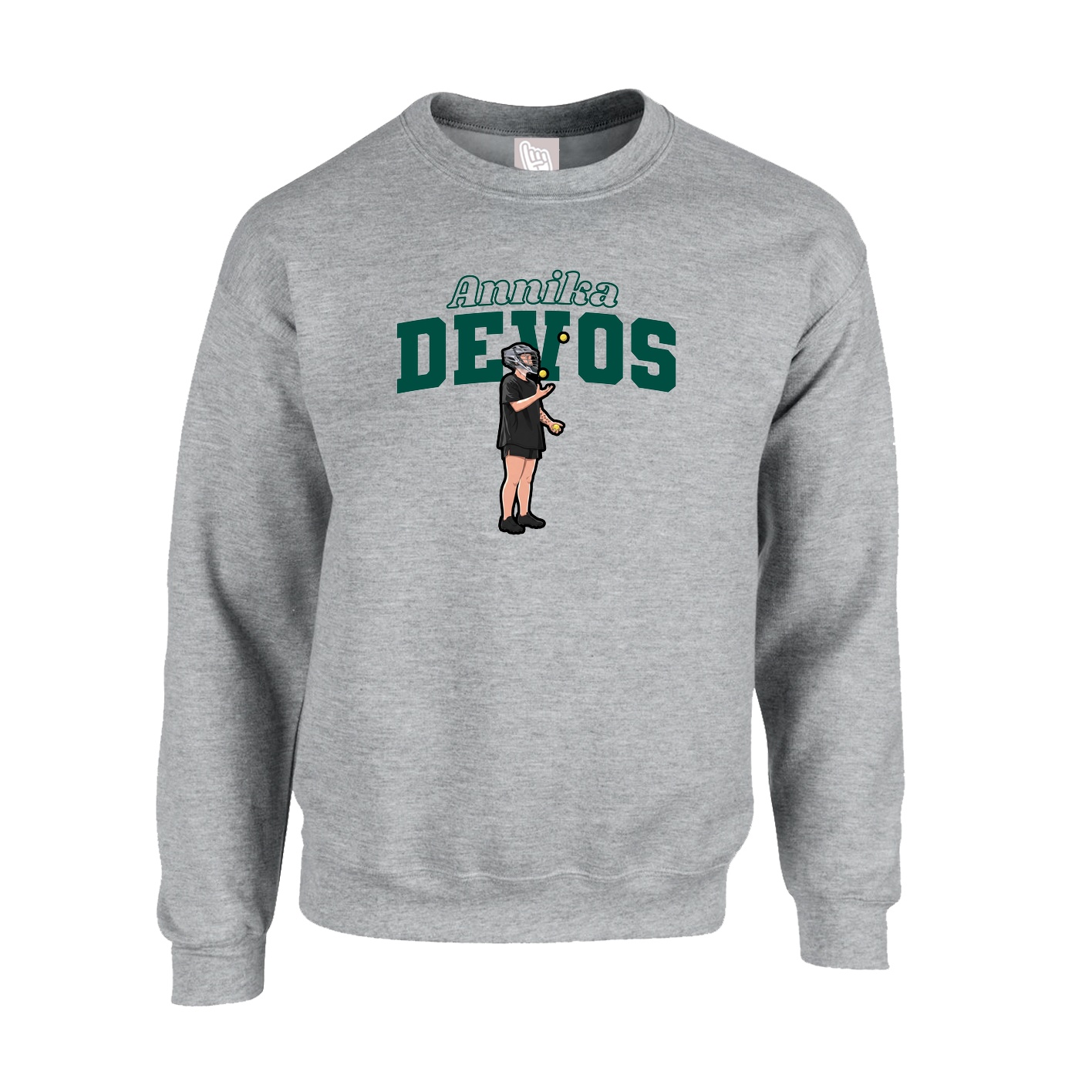 Fleece Crew — Name Arch in Grey