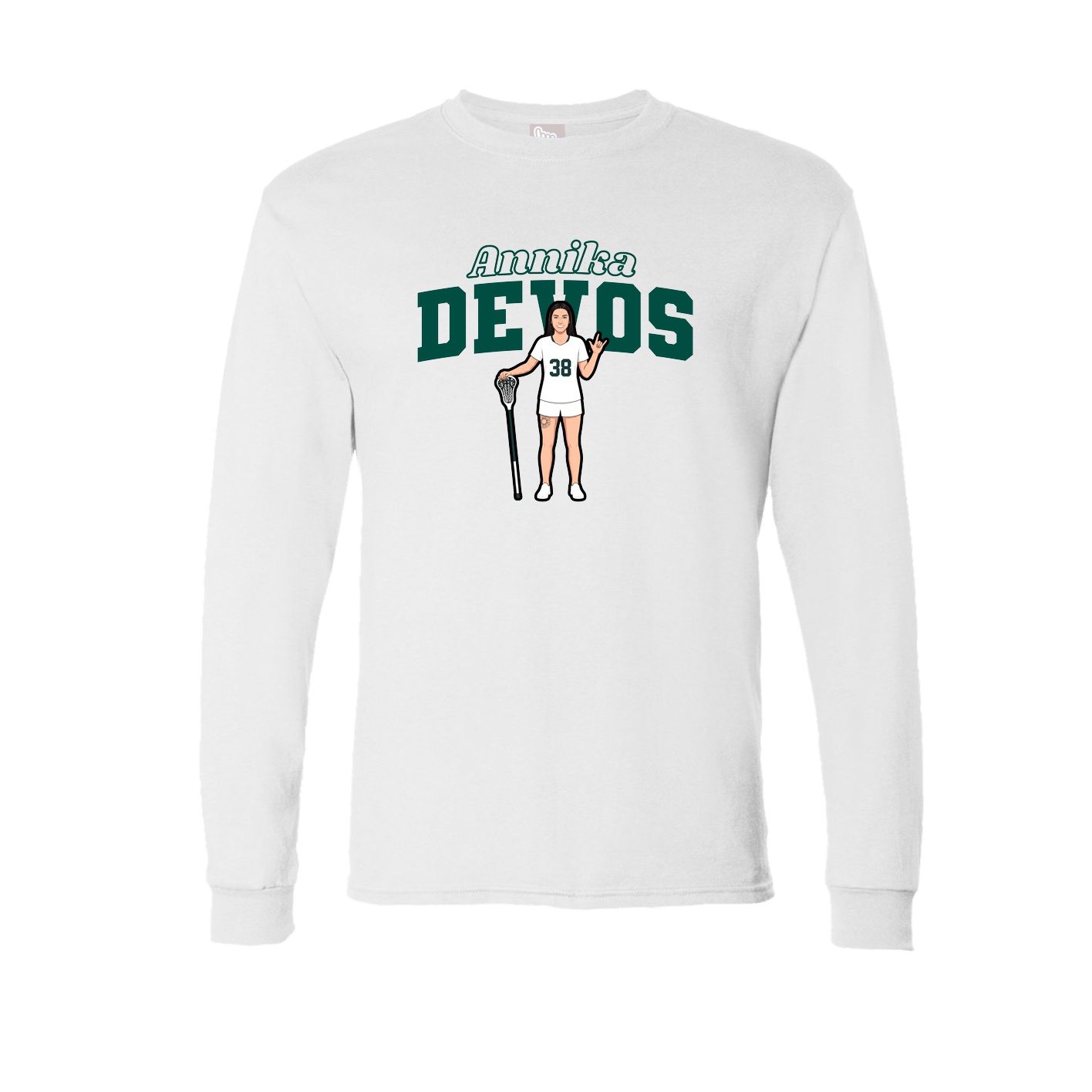 Long Sleeve Tee — Name Arch in White