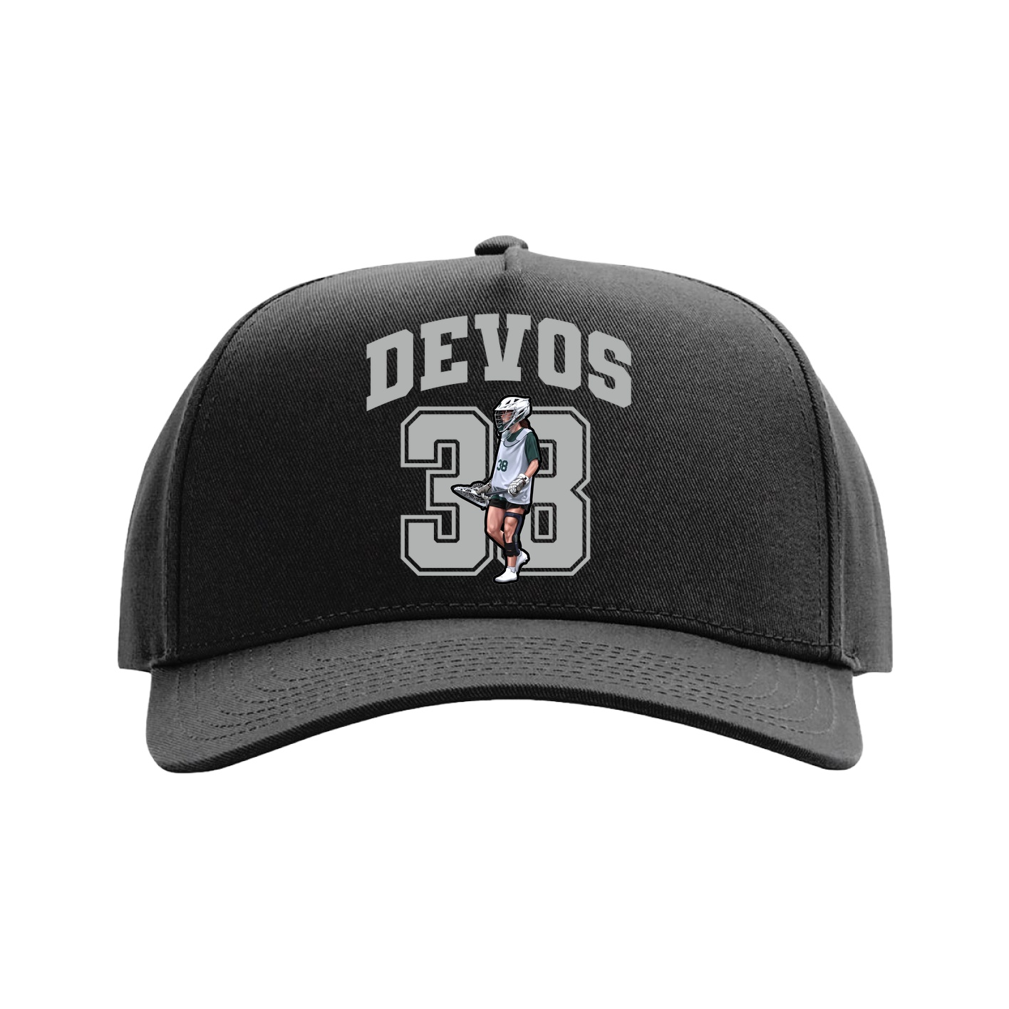 Full Fabric Five-Panel Champ Cap — Number in Black