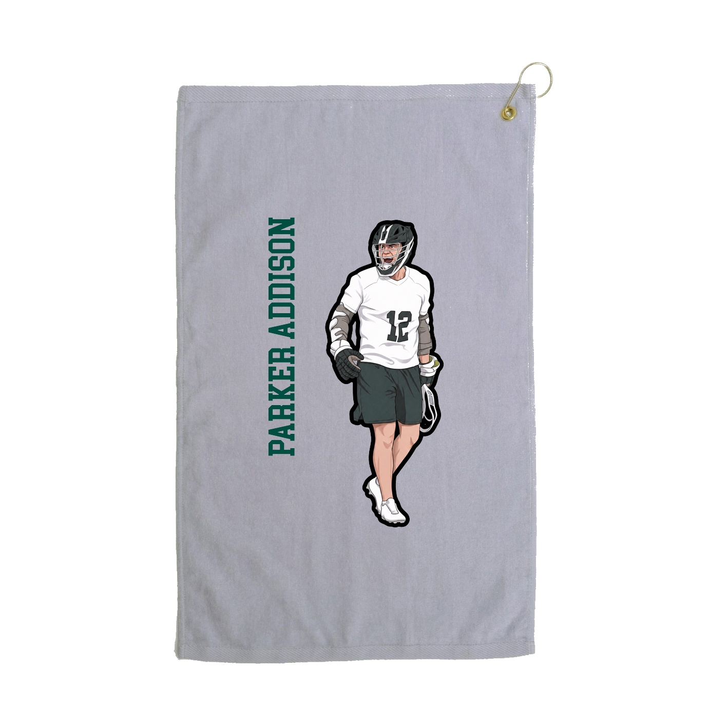 Golf Towel — Name Vertical in Grey