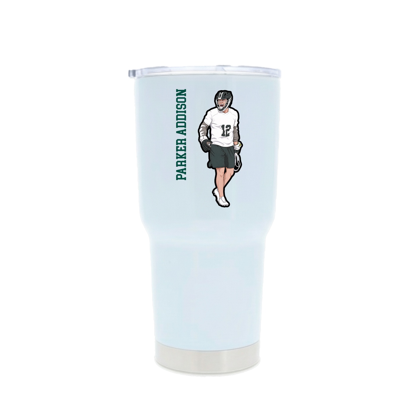 30oz Stainless Steel Tumbler — Name Vertical in White