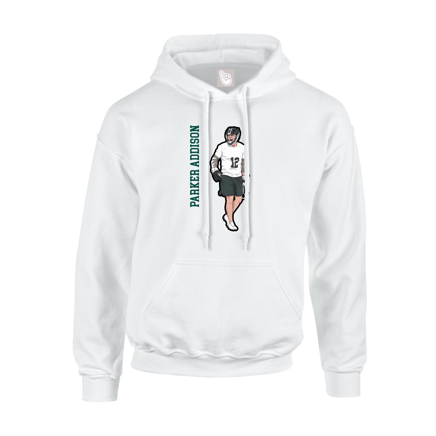 Youth Hoodie — Name Vertical in White