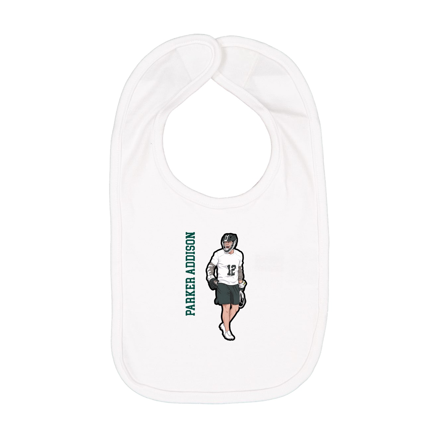 Infant Bib — Name Vertical in White