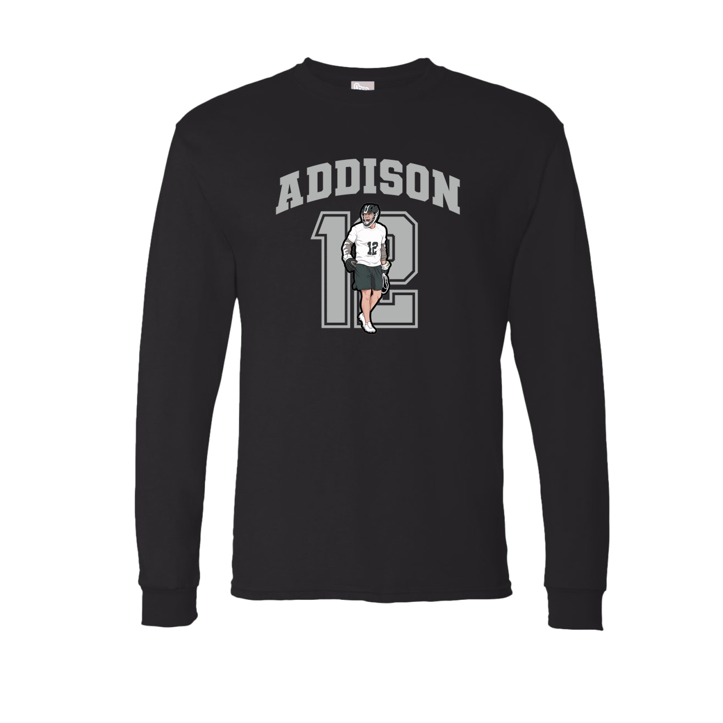 Long Sleeve Tee — Number in Black