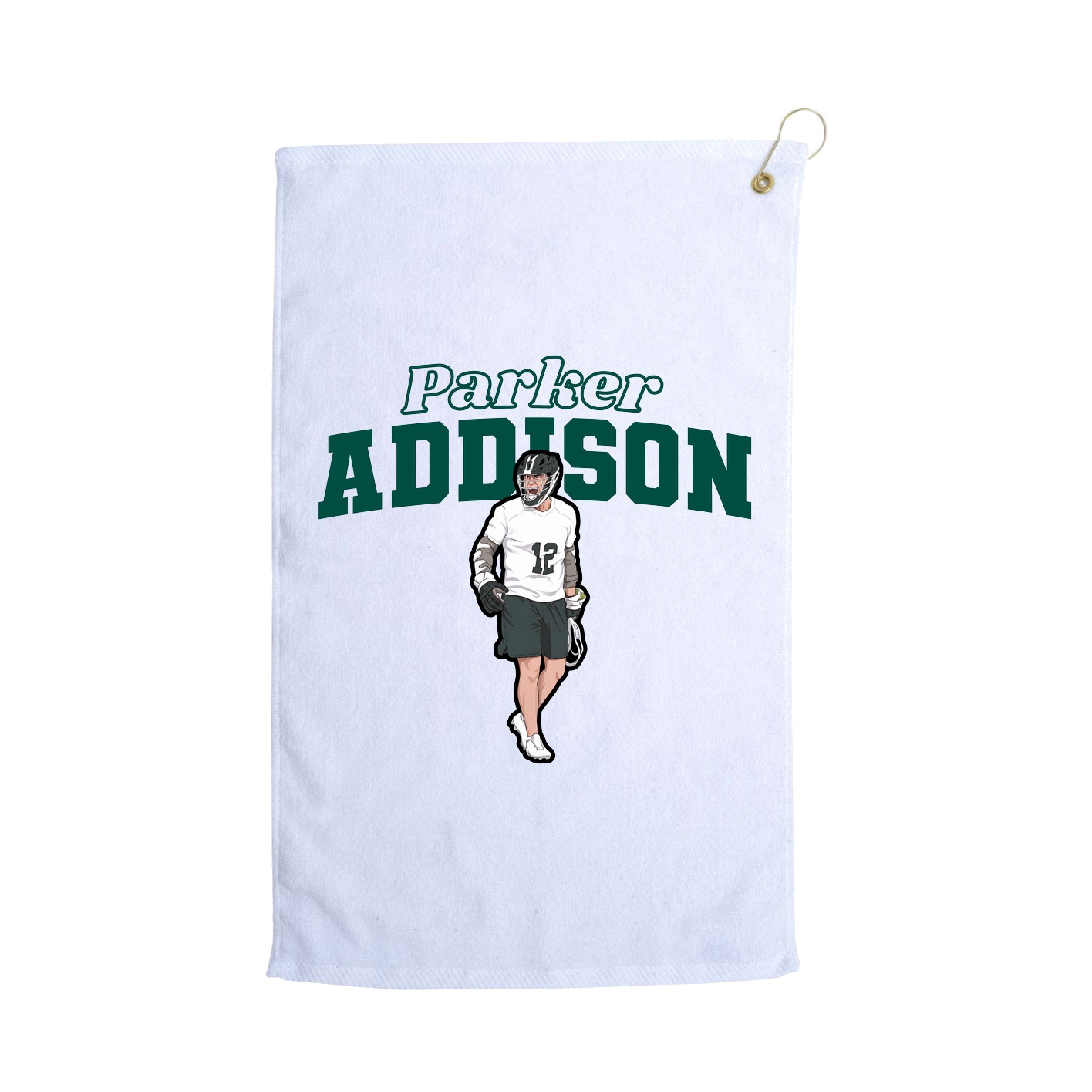 Golf Towel — Name Arch in White