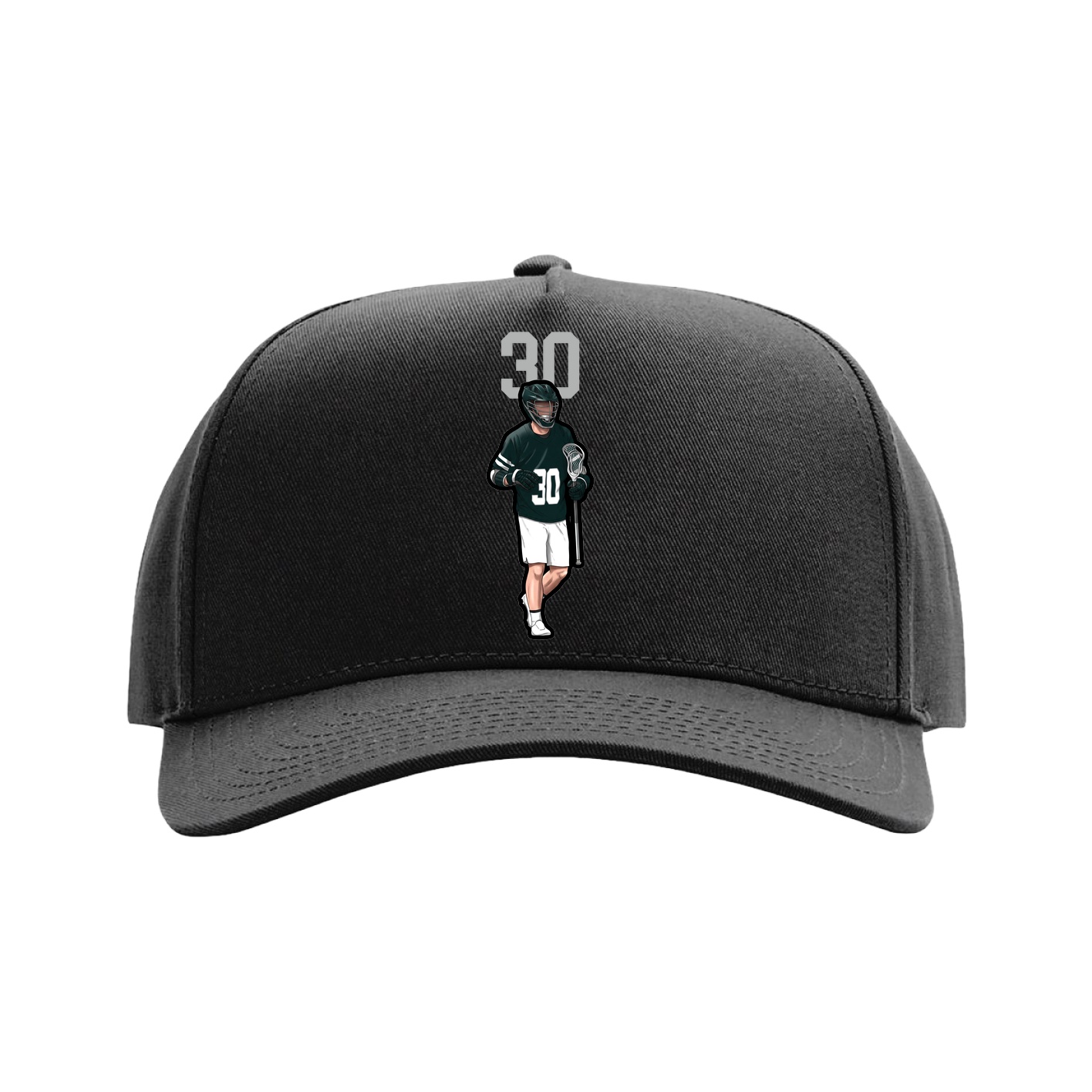 Full Fabric Five-Panel Champ Cap — Number Top in Black