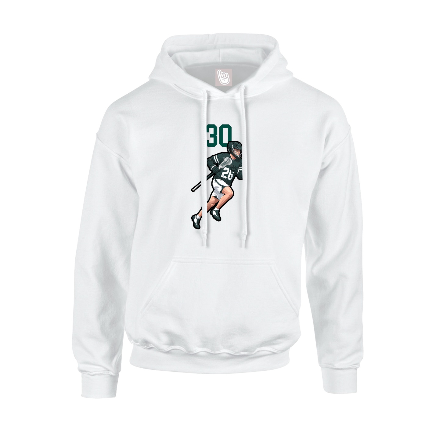 Youth Hoodie — Number Top in White
