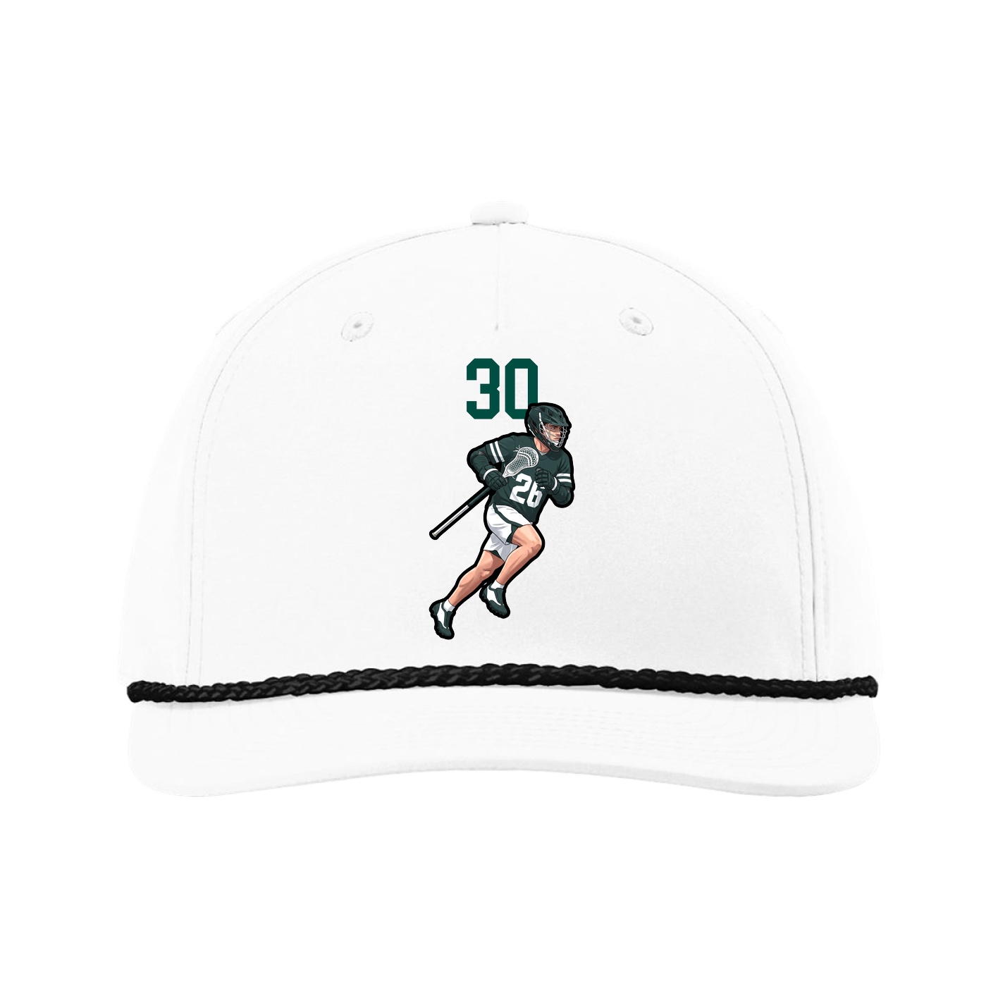 Five-Panel Classic Rope Cap — Number Top in White