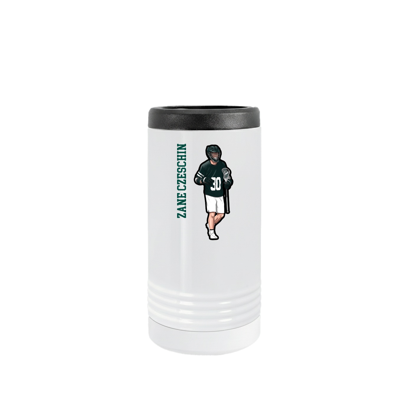 Slim Beverage Holder — Name Vertical in White