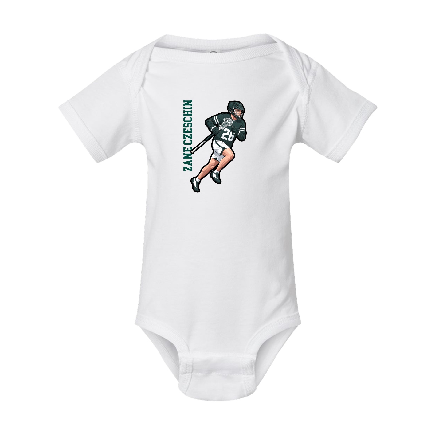 Baby Onesie — Name Vertical in White