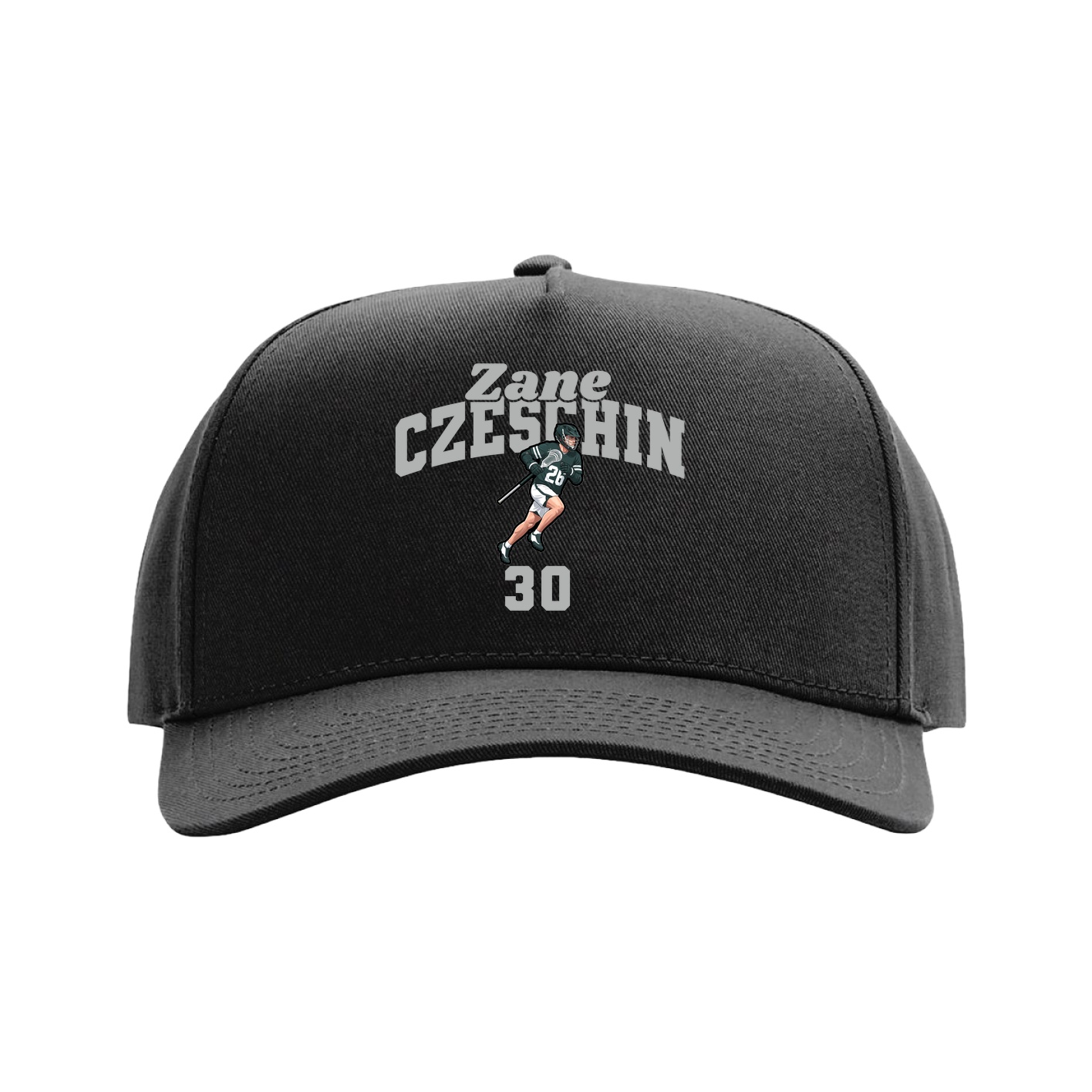 Full Fabric Five-Panel Champ Cap — Signature Arch in Black