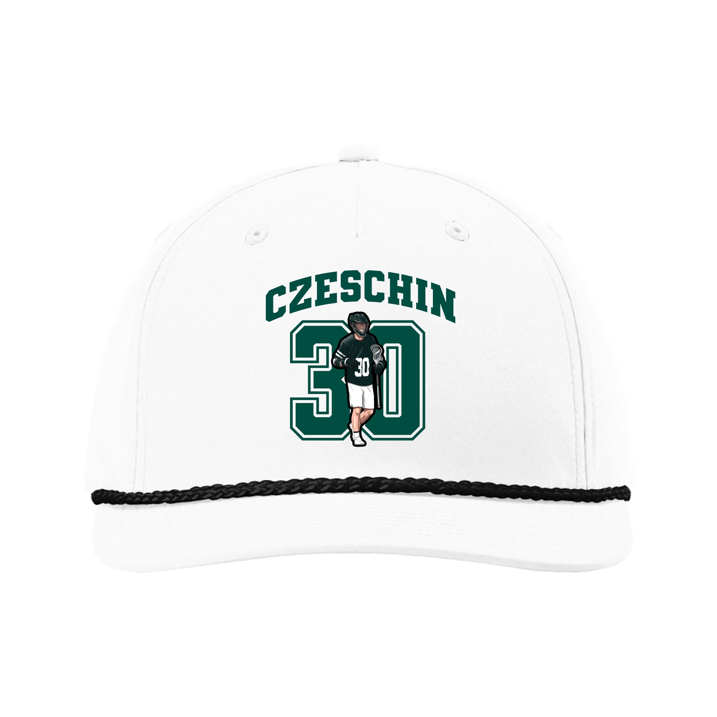 Five-Panel Classic Rope Cap — Number in White