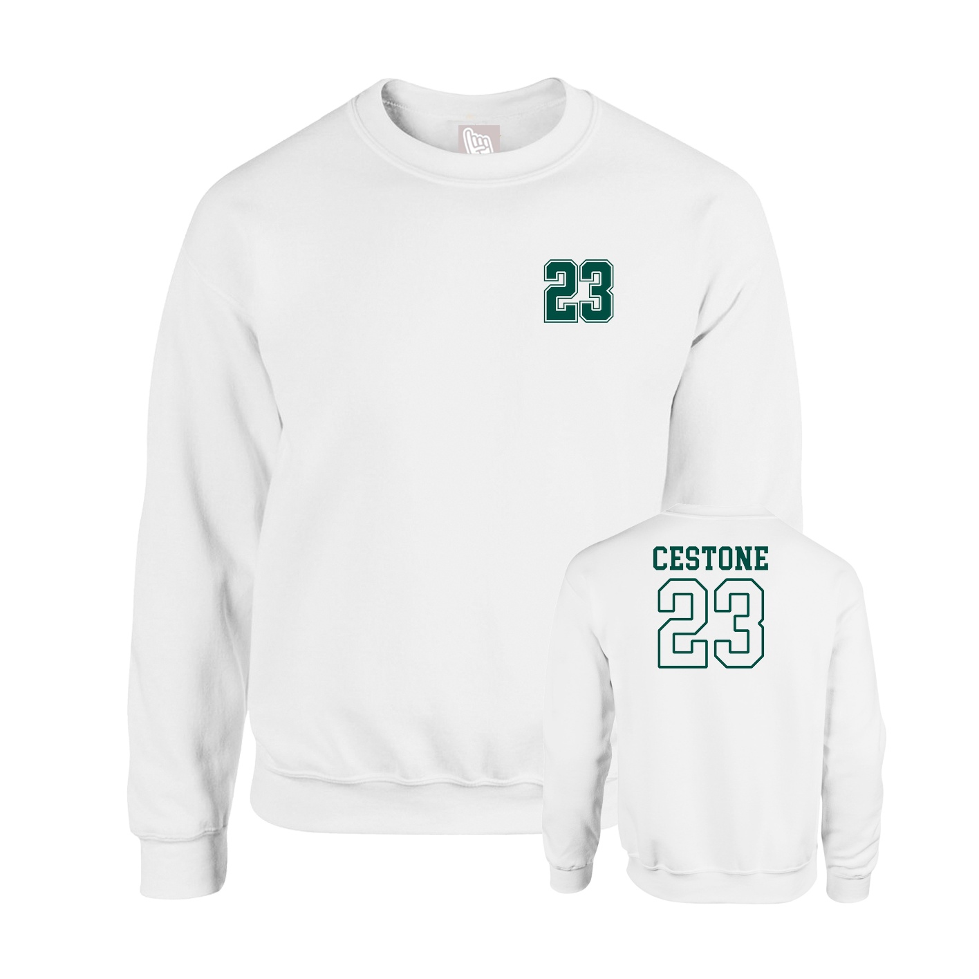 Fleece Crew — Chest Back in White