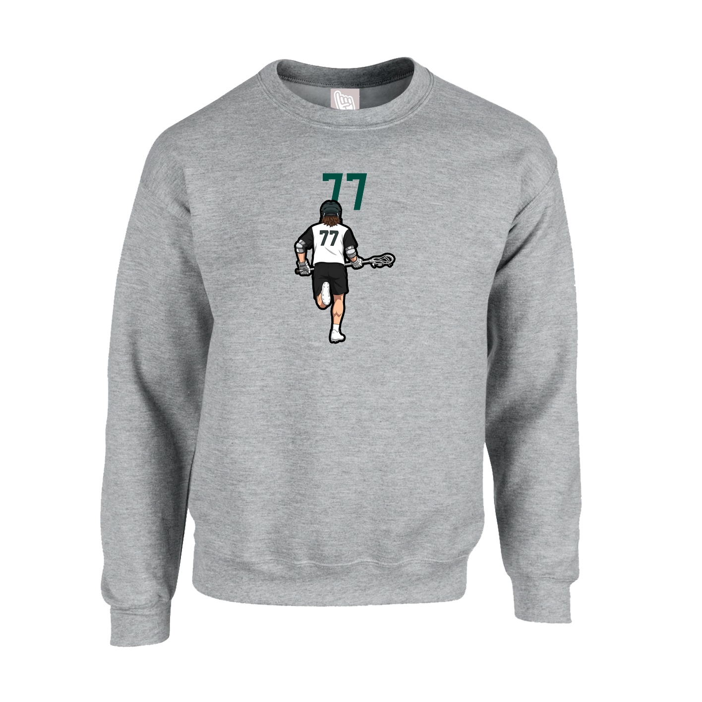 Fleece Crew — Number Top in Grey