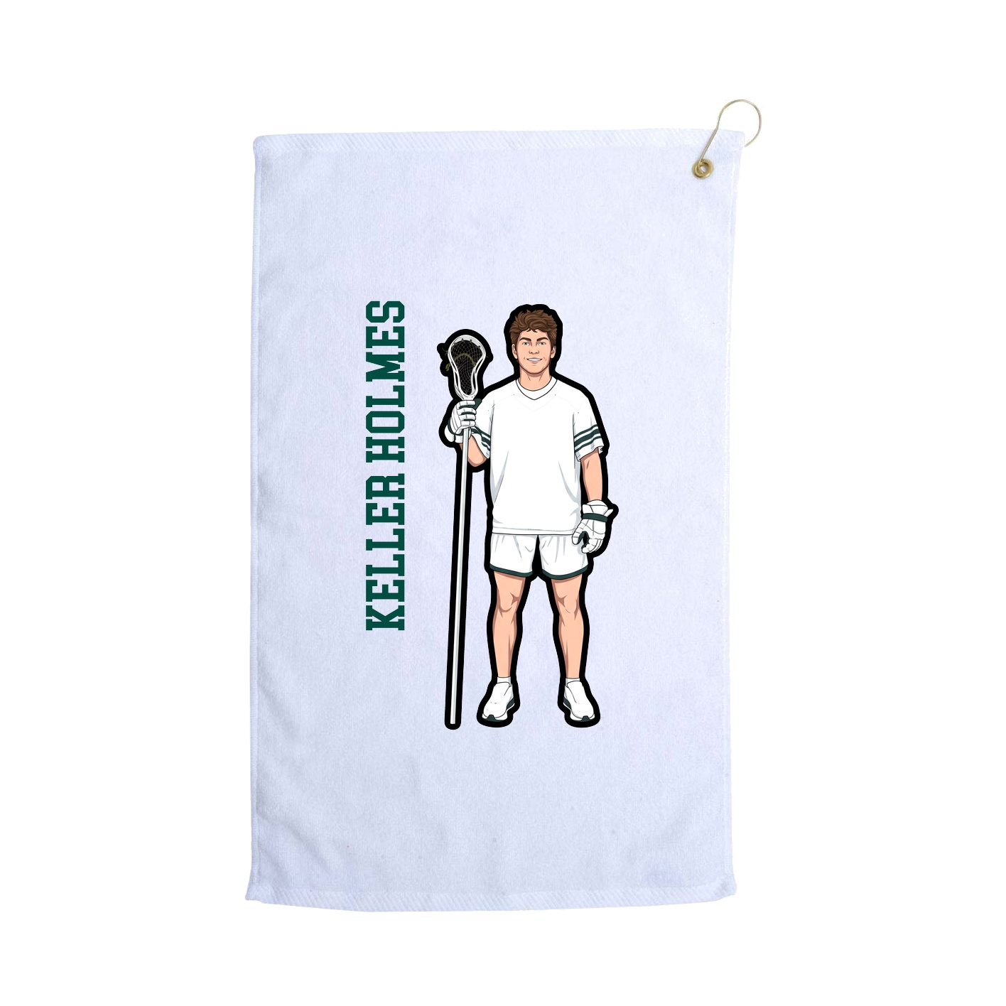 Golf Towel — Name Vertical in White