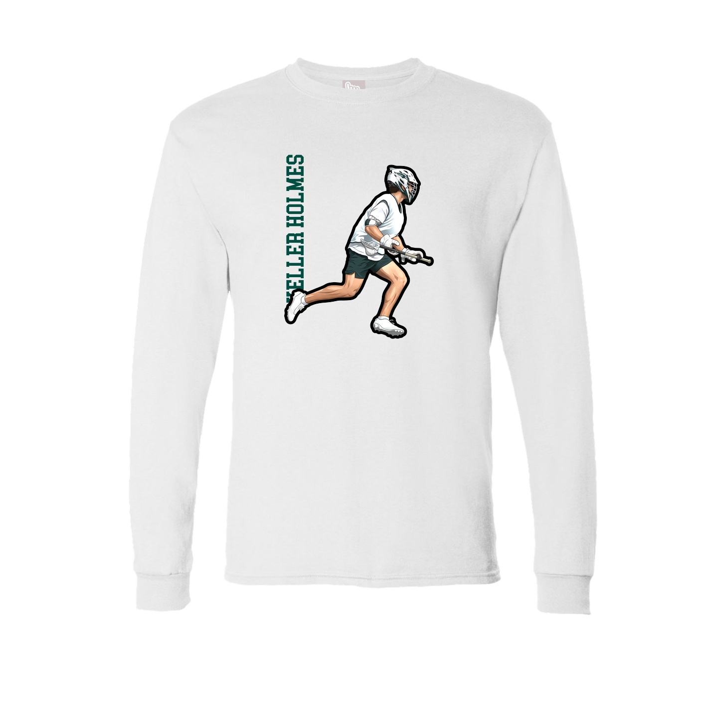 Long Sleeve Tee — Name Vertical in White
