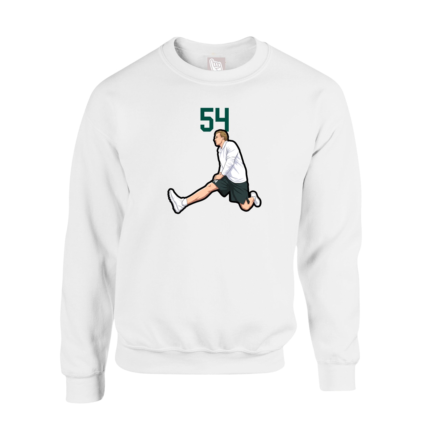 Fleece Crew — Number Top in White