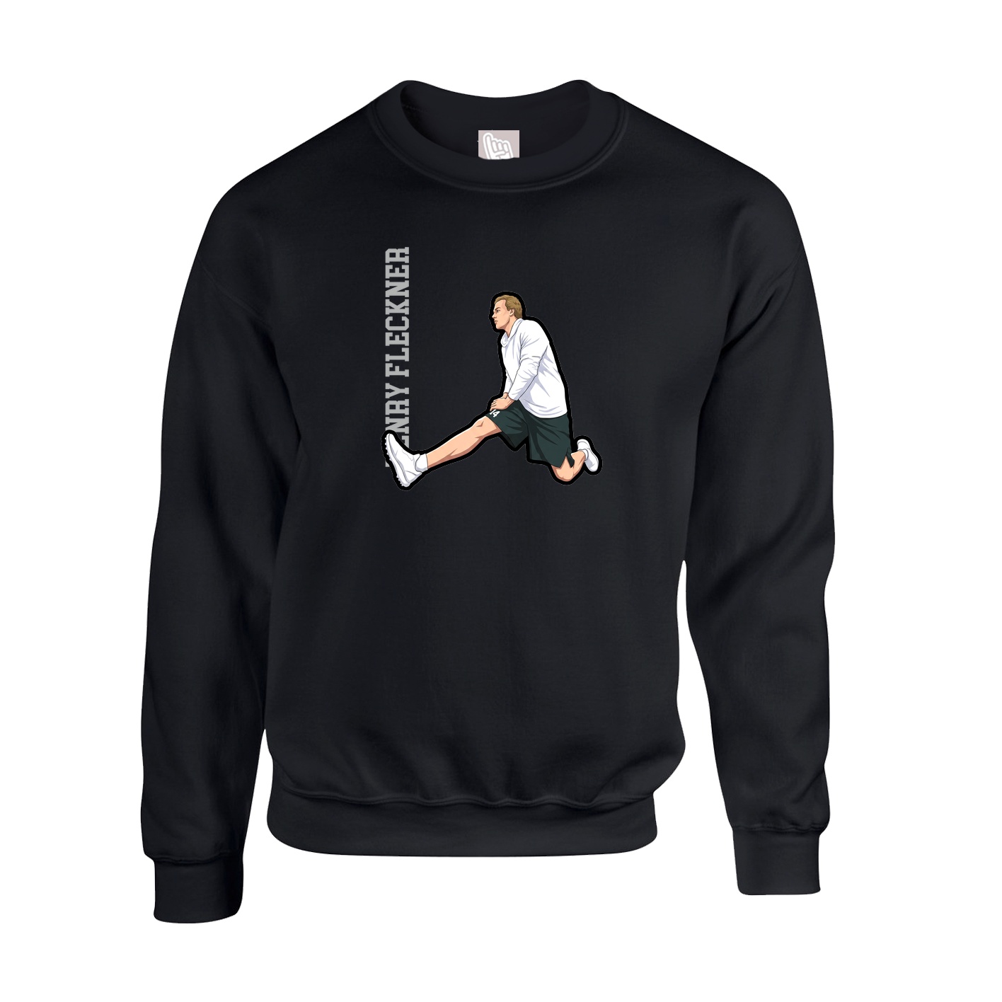 Fleece Crew — Name Vertical in Black