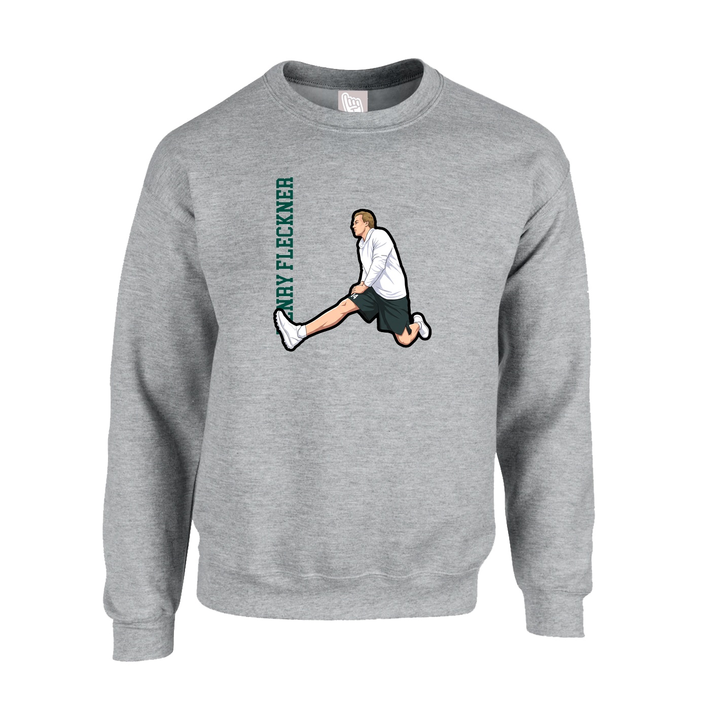 Fleece Crew — Name Vertical in Grey
